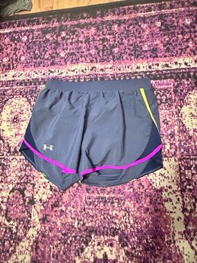 UA Gray Athletic Shorts with Pink and Yellow Accents